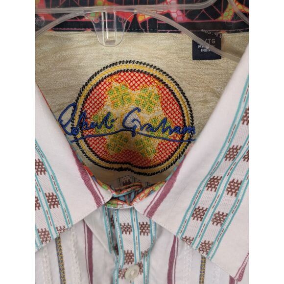 Robert Graham Aztec Design Flip Cuff Button Up Shirt Men's Size XL - Picture 11 of 16